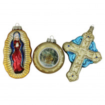 Northlight Religious Figures Glass Ball Christmas Ornament Set (3-Count)