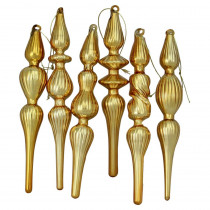 Northlight 7.25 in. Gold Finial Asymmetrical Glass Christmas Ornament Set (6-Piece)