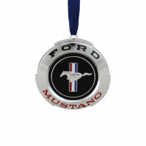Northlight 3 in. Officially Licensed Black and Red Ford Mustang in. GT Logo Silver Plated Christmas Tree Ornament