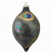 Northlight 7.75 in. Regal Peacock Glittered Peacock Feather Glass Finial Christmas Ornament