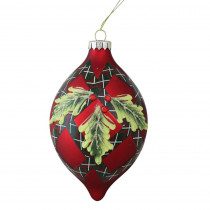 Northlight 4.75 in. (120 mm) Holiday Moments Geometric Plaid Mistletoe Finial Glass Christmas Ornament