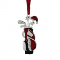 Northlight 4 in. Red and White with Clear European Crystals Silver Plated Golf Bag Christmas Tree Ornament