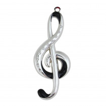 Northlight 4 in. Silver Plated with European Crystals Treble Clef Music Note Christmas Tree Ornament