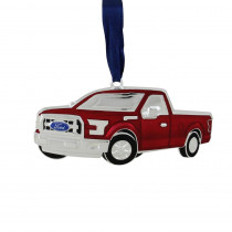 Northlight 4 in. Officially Licensed Red Ford F-150 Pick Up Truck Collectible Silver Plated Christmas Ornament