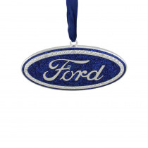 Northlight 4 in. Officially Licensed Blue Ford in. Logo Silver Plated Christmas Tree Ornament