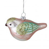 Northlight 4.5 in. Natures Luxury Baby Pink and Turquoise Glass Bird Christmas Ornament