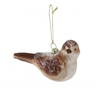 Northlight 4.5 in. Snowy Glitter Sparrow Glass Bird Christmas Ornament