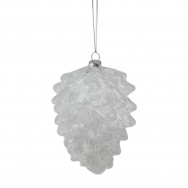 Northlight 5 in. Clear Snow Dusted Glass Pine Cone Christmas Ornament