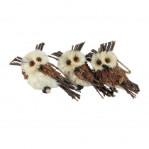 Northlight 3.75 in. Brown Owl Sisal Christmas Ornaments (Pack of 3)