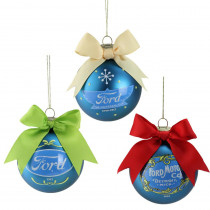 Northlight 2.75 in. (70 mm) Collectible Ford Logo Blue Glass Ball Christmas Ornaments (Set of 3)