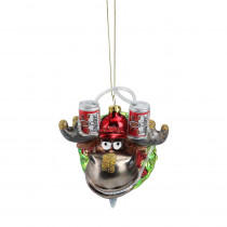 Northlight 4.5 in. Moose in Wreath with Beer Drinking Helmet Glass Christmas Ornament
