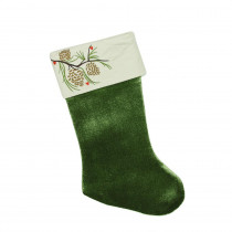 Northlight 19 in. Traditional Green Pine Cone Suede Cuff Christmas Stocking