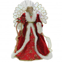 Northlight 14.5 in. Lighted B/O Fiber Optic Angel with Red Gown Christmas Tree Topper