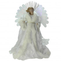 Northlight 13 in. Lighted B/O Fiber Optic Angel with White Gown Christmas Tree Topper