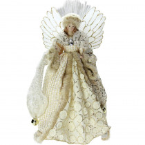 Northlight 16 in. Lighted B/O Fiber Optic Angel in Golden Sequined Gown Christmas Tree Topper