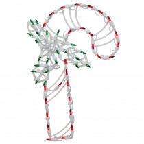 Northlight 18 in. Lighted Candy Cane with Holly Christmas Window Silhouette Decoration (4-Pack)