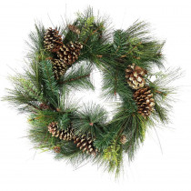 Northlight 30 in. Unlit Artificial Mixed Pine with Pine Cones and Gold Glitter Christmas Wreath