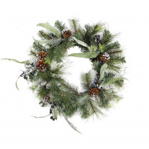 Northlight 24 in. Unlit Artificial Mixed Pine with Blueberries Pine Cones and Ice Twigs Christmas Wreath