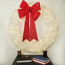 Northlight 36 in. Pre-Lit White and Red Christmas Wreath