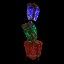 Northlight 73 in. LED Lighted Colorful Shimmering Snowflake Stacked Gift Boxes Outdoor Decoration