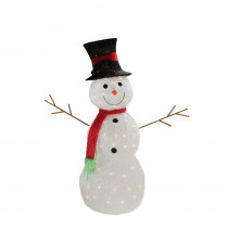 Northlight 48 in. Christmas Lighted 3D Tinsel Snowman with Top Hat Outdoor Decoration