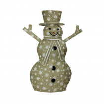 Northlight 24 in. Lighted Natural Snowflake Burlap Standing Snowman Christmas Outdoor Decoration