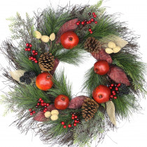 Northlight 24 in. Unlit Autumn Harvest Mixed Pine Berry and Nut Thanksgiving Fall Wreath
