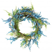 Northlight 12 in. Unlit Blue Green and Brown Decorative Berry Artificial Spring Twig Wreath