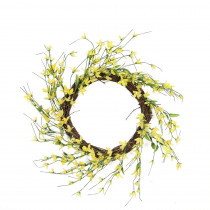 Northlight 12 in. Unlit Yellow Green and Brown Decorative Artificial Spring Floral Twig Wreath
