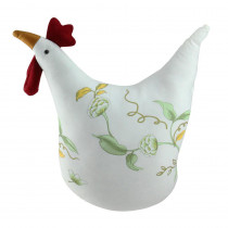 Northlight 12 in. White Soft Green and Yellow Floral Rooster Chicken Spring Decoration
