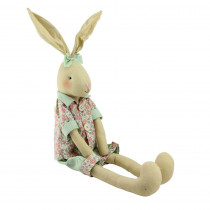 Northlight 20 in. Sitting Linen Pink and Green Floral Easter Bunny Rabbit Spring Figure