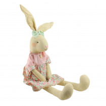 Northlight 20 in. Sitting Linen Pink Floral Easter Bunny Rabbit Spring Figure