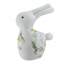Northlight 14 in. White Soft Green and Yellow Floral Rabbit Spring Decoration