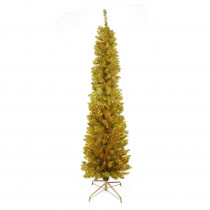 Northlight 6 ft. x 20 in. Gold Artificial Tinsel Pencil Christmas Tree - Unlit
