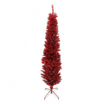 Northlight 6 ft. x 20 in. Red Artificial Tinsel Pencil Christmas Tree - Unlit