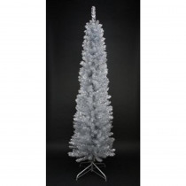 Northlight 6 ft. x 20 in. Silver Tinsel Artificial Pencil Christmas Tree Unlit