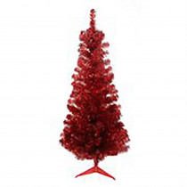 Northlight 4 ft. x 24 in. Unlit Red Tinsel Medium Artificial Christmas Tree