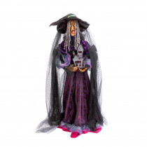 72 in. H Witch Figure Holding Haunted House