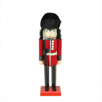Nutcracker Factory 14 in. Decorative Wooden Red and Black Royal Guard Christmas Nutcracker