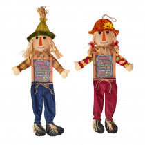 36 in. Hanging Scarecrow with Sign (Set of 2)
