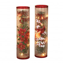 16 in. H Electric Lighted Crackle Glass Centerpieces