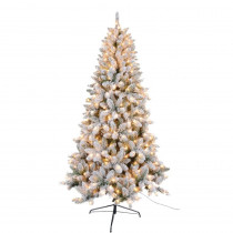 7.5 ft. Flocked Artificial Christmas Tree with 450 UL Lights 980 Tips