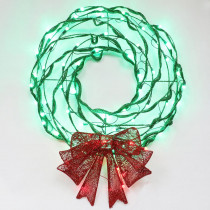 Puleo 42 in. Christmas Plastic Tubed Lighted Wreath with Glitter Bow