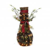 Puleo 32 in. Christmas Rattan Lighted Snowman with 40 LED Lights