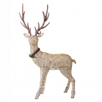 Puleo International 48 in. H Gold Fabric Mesh Standing Deer with 70-UL Listed Incandescent Lights