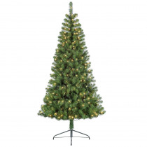 Puleo International 6.5 ft. Pre-Lit Incandescent Half Evergreen Artificial Christmas Tree with 200 UL-Listed Clear Lights
