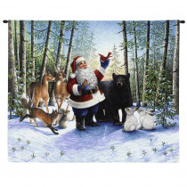Pure Country Weavers 25.5 in. x 31 in. Santa in the Forest Jacquard Woven Wall Hanging