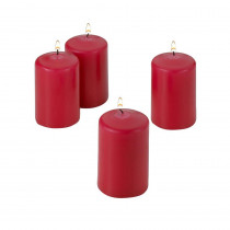 Light In The Dark 3 in. Tall x 2 in. Wide Unscented Red Pillar Candle (Set of 4)
