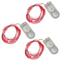 Lumabase Red Battery Operated Waterproof Mini String Lights (3-Count)