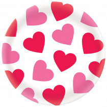 Amscan Hearts 13.5 in. x 13.5 in. Melamine Valentine's Day Round Platter (4-Pack)